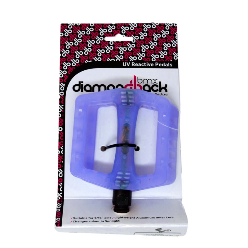 Diamondback 9-16 White – Purple UV Reactive BMX MTB Bike Pedals