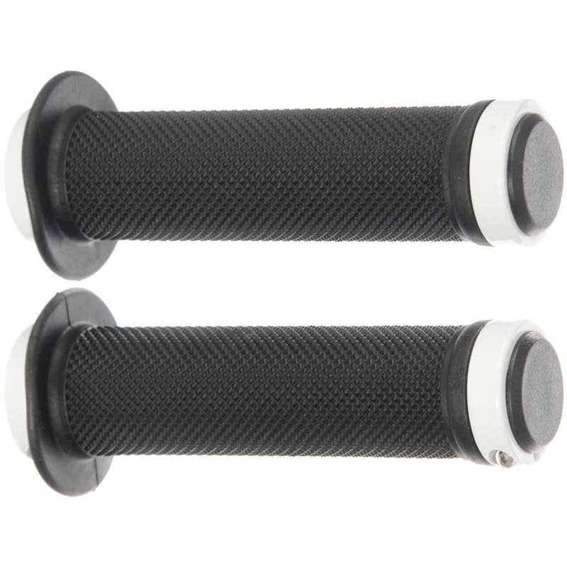 High Quality Lock On Handlebar Grips Black and White with Flange 130mm