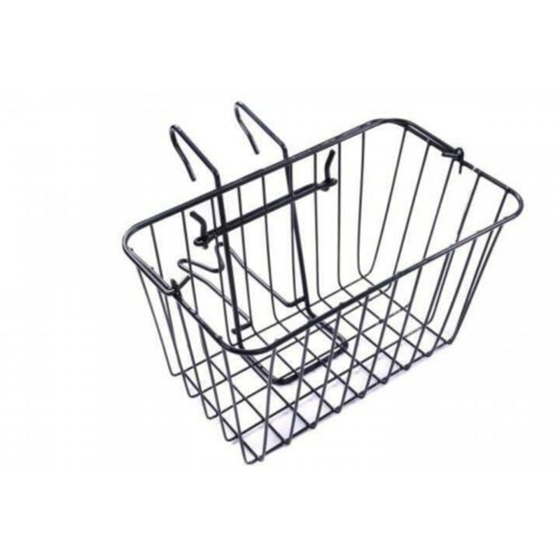 FRONT BLACK WIRE MESH BASKET WITH CARRY HANDLE AND EASY FIT BRACKET 14 WIDE