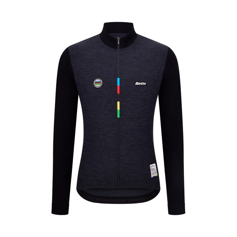 Santini UCI World Champion Mondo Long Sleeve Men’s Cycling Jersey (Black)