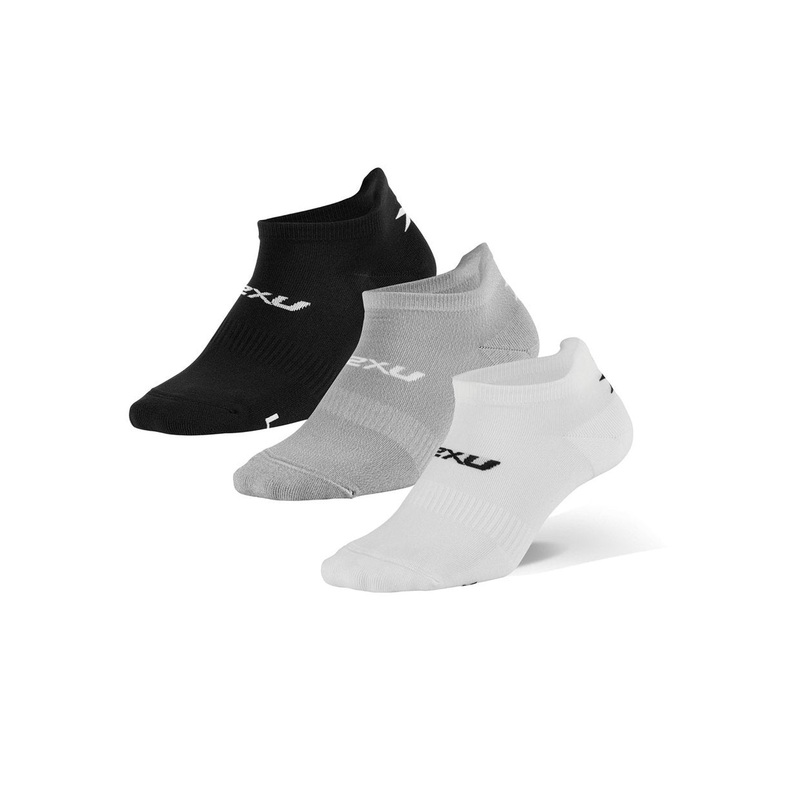 2XU UQ6551E Ankle Unisex Running Socks – Pack of 3 (White/Black/Grey)