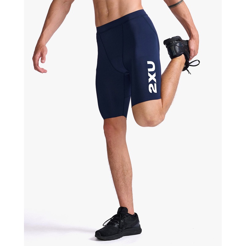 2XU MT6430B Aero 9 Inch Men’s Triathlon Shorts (Midnight/Jade)
