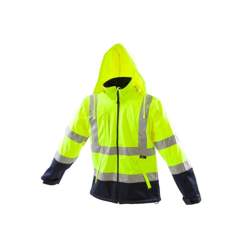Fluorescent Fleece Coat Jacket Hi-viz With Hood Workwear Reflective Yellow-blue