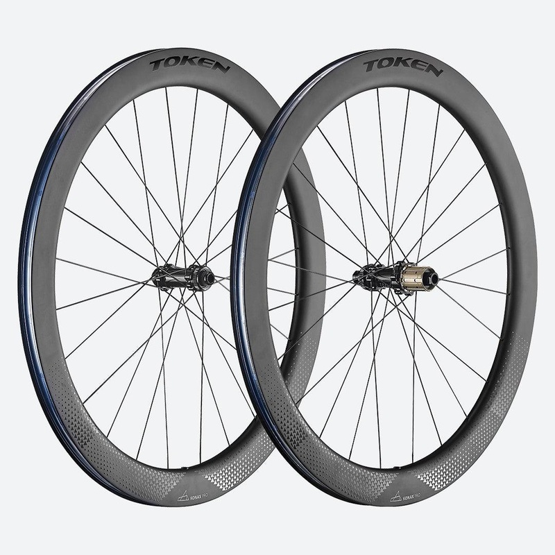 Token Ventous and  Konax Pro Carbon Disc Brake Wheel- Shimano/Sram (Black/White Decal)