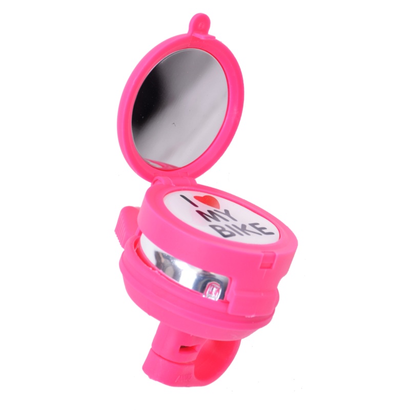Oxford I Love My Bike Bell With Flip Up Mirror – Bright Pink Kids Bicycle Bell