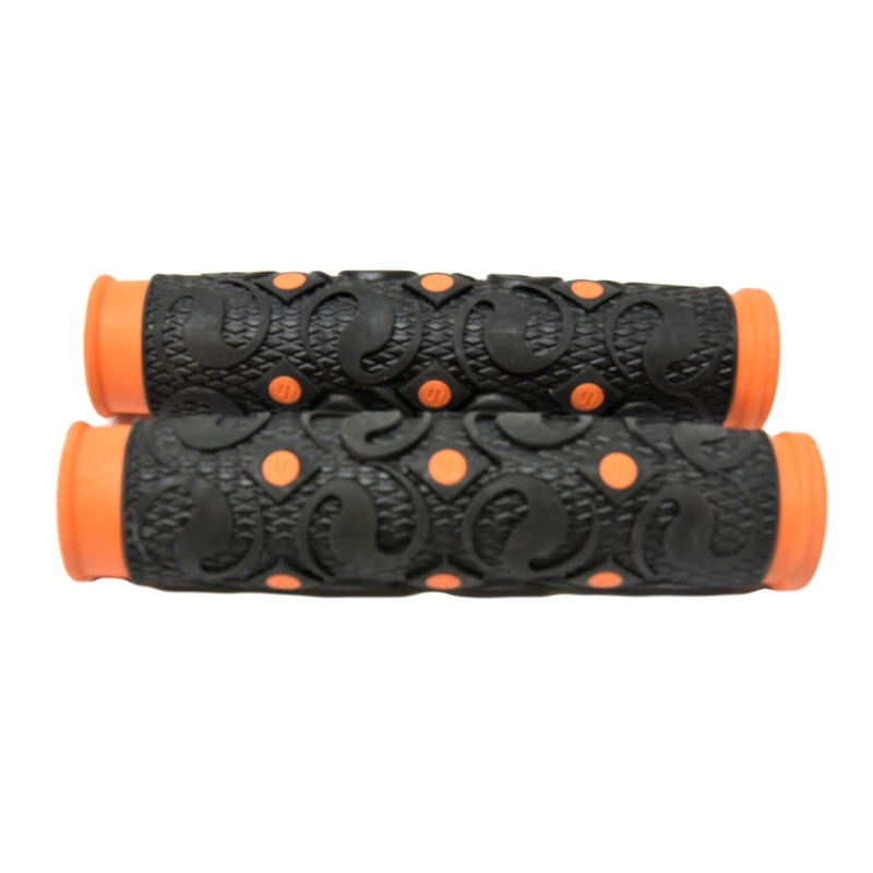 Herrmans Woodoo DD07 Bike Handlebar Grips Dual Density Black & Orange 130mm