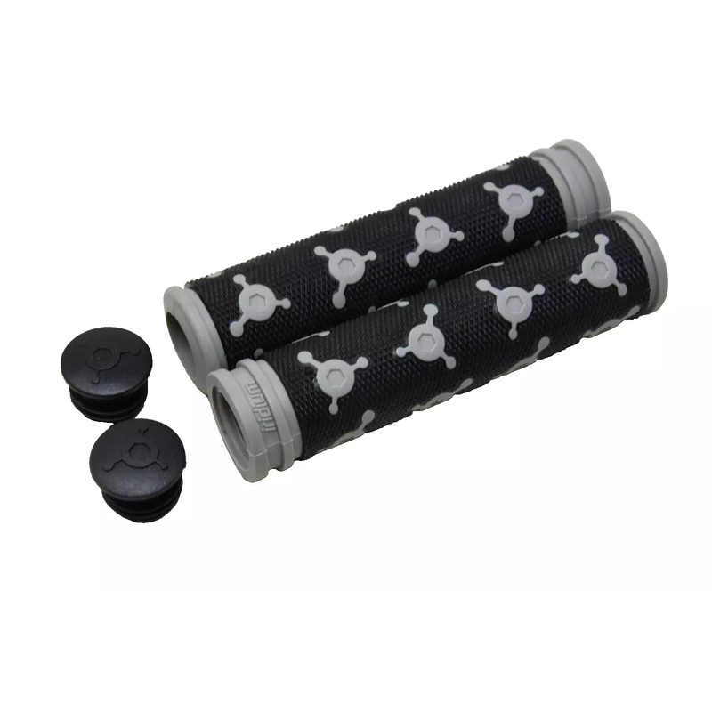 Pair Iridium Griffe Handlebar Grips MTB Mountain Bike 125mm Black/Grey Open End