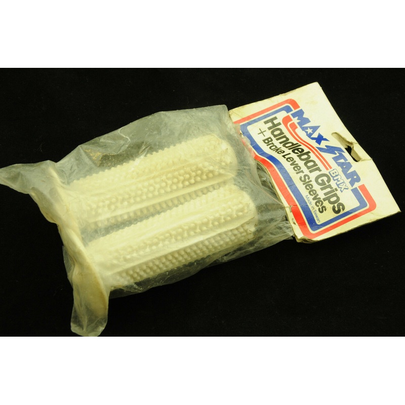 OLD SCHOOL BMX 80S MAX STAR WHITE WAFFLE HANDLEBAR GRIPS & BRAKE LEVER SLEEVES