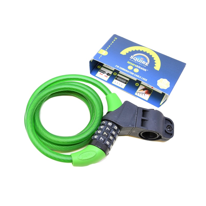 Henry Squire 216 Bike Cycle Secure Coil Combination Cable Lock Bike Security Green
