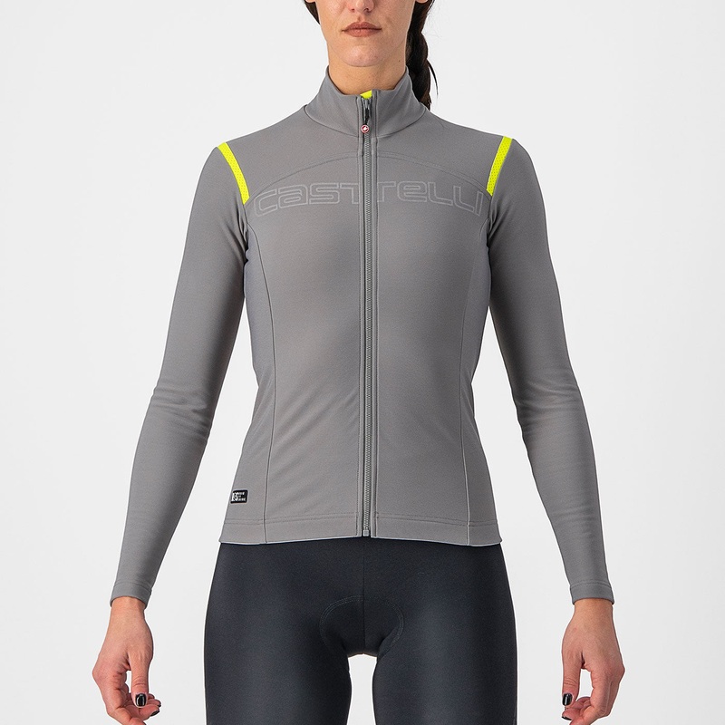 Maglia maniche lunghe donna Castelli Tutto Nano RoS – Grigio chiaro