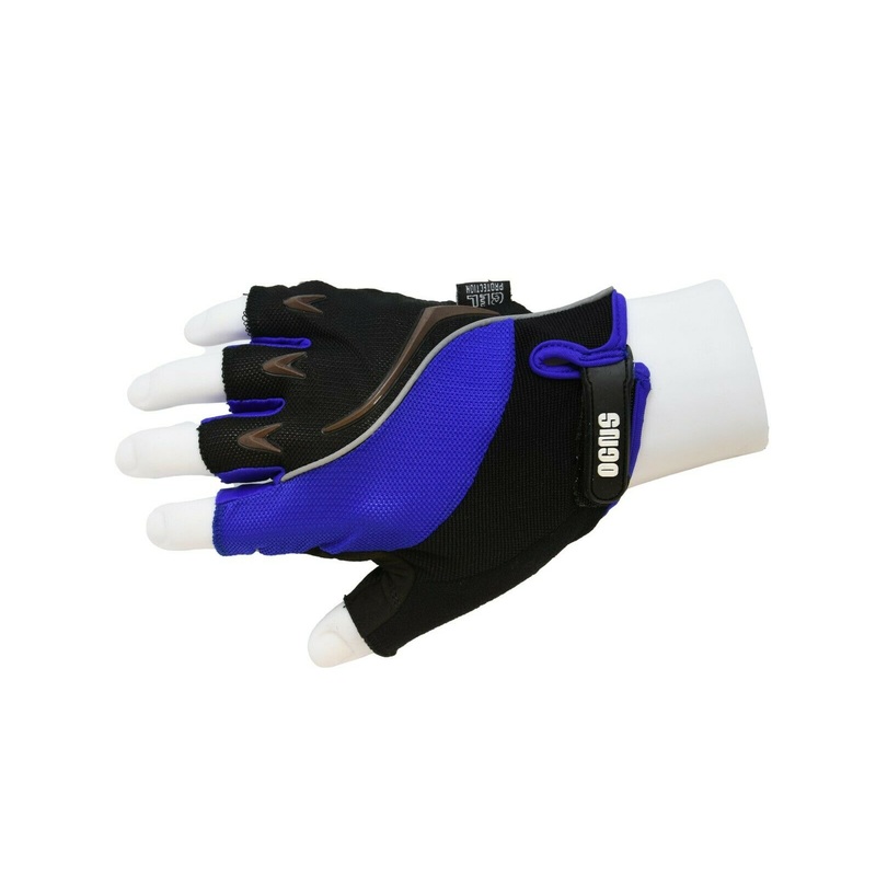 OGNS FLASH BLACK & BLUE PADDED FINGERLESS BIKE CYCLING LIGHTWEIGHT MITTS GLOVES