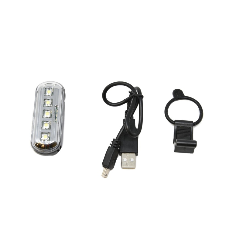 Top Class Wowow Bicycle Front Light WO255 5 LED USB Charge Easy Clip On-Off